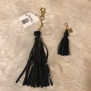 Leather tassel keychains—Black & Gold